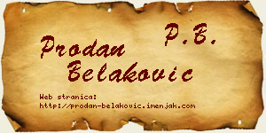 Prodan Belaković vizit kartica